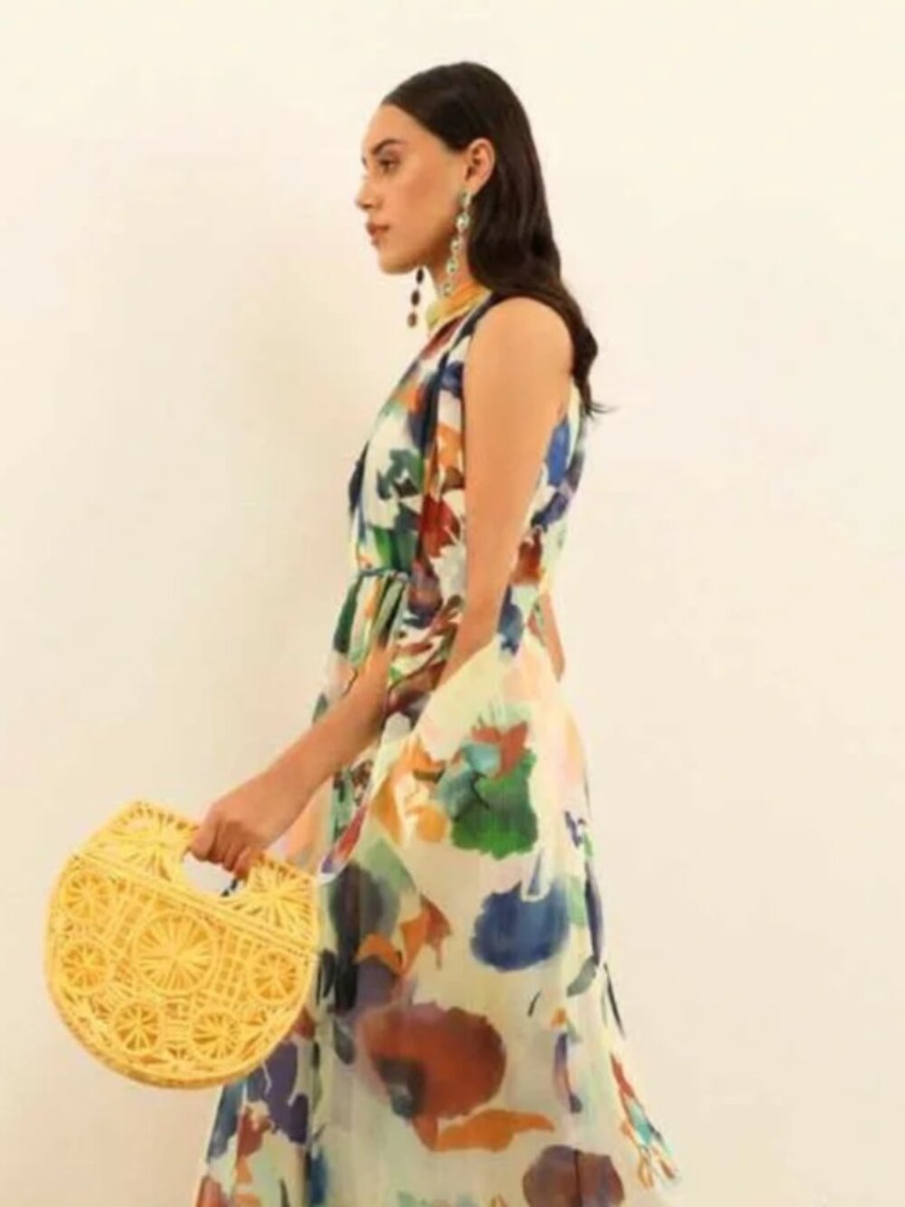 House of Harlow 1960 Raffia Yellow Bag